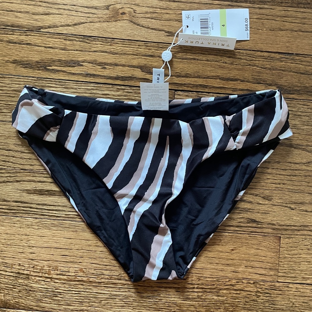 Trina Turk vivant tabbed side bikini bottom zebra print